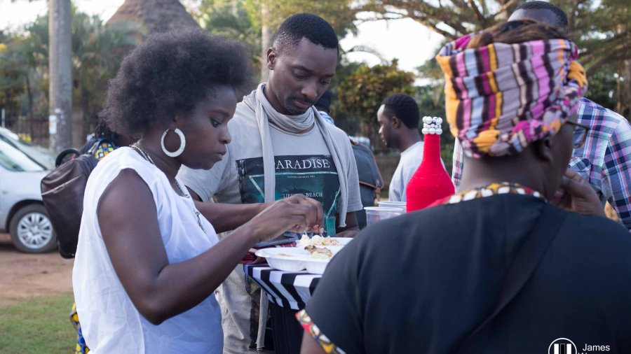 Film producers, Eleanor and Matthew Nabwiso during the cocktail 2018 launch of the Amakula International Film Festival.