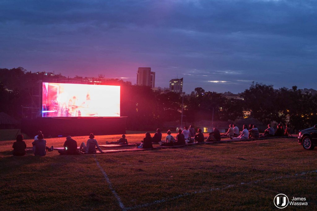 Those without seats were provided sitting material to watch the films comfortably