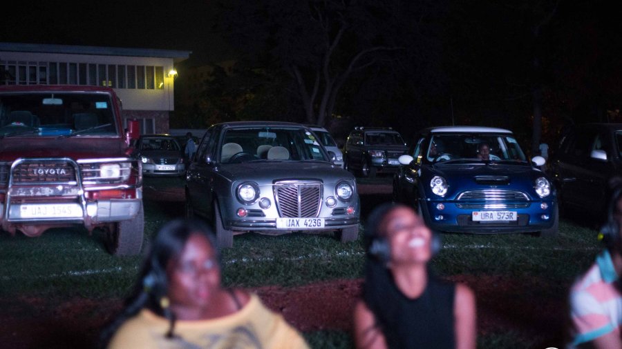 Guests watching a movie in the drive in cinema screening