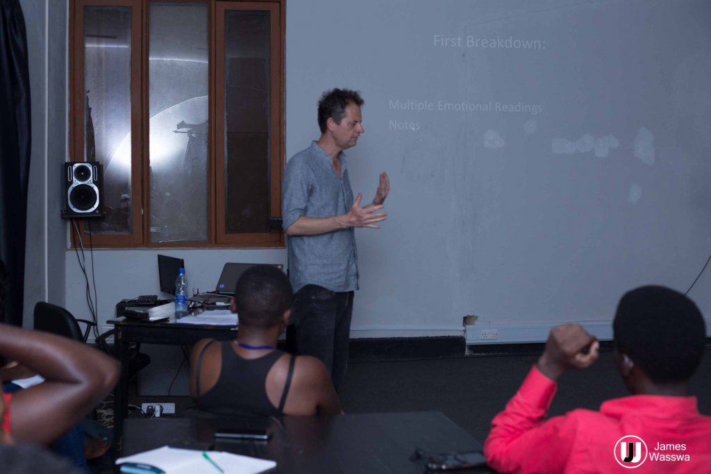 German filmmaker Tony Schreiber conducts a masterclass during the Amakula International Film Festival held at the Kampala Film School on Wednesday.